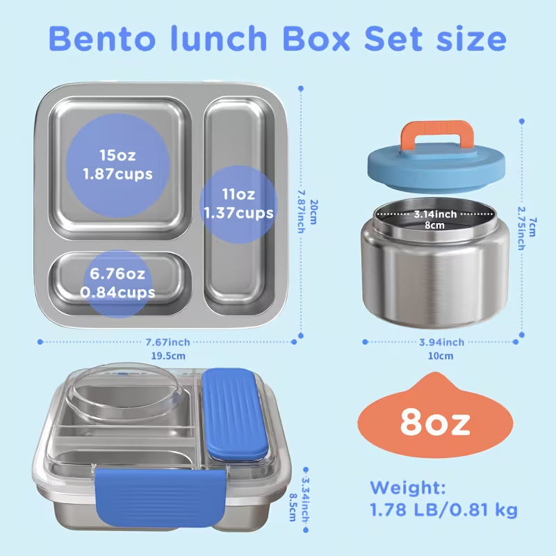 Stainless Steel Lunch Box with 8 oz Soup Cup