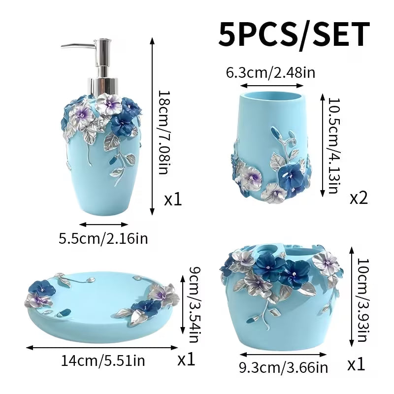 5-Piece Vintage Bathroom Accessories Set with Soap Dispenser