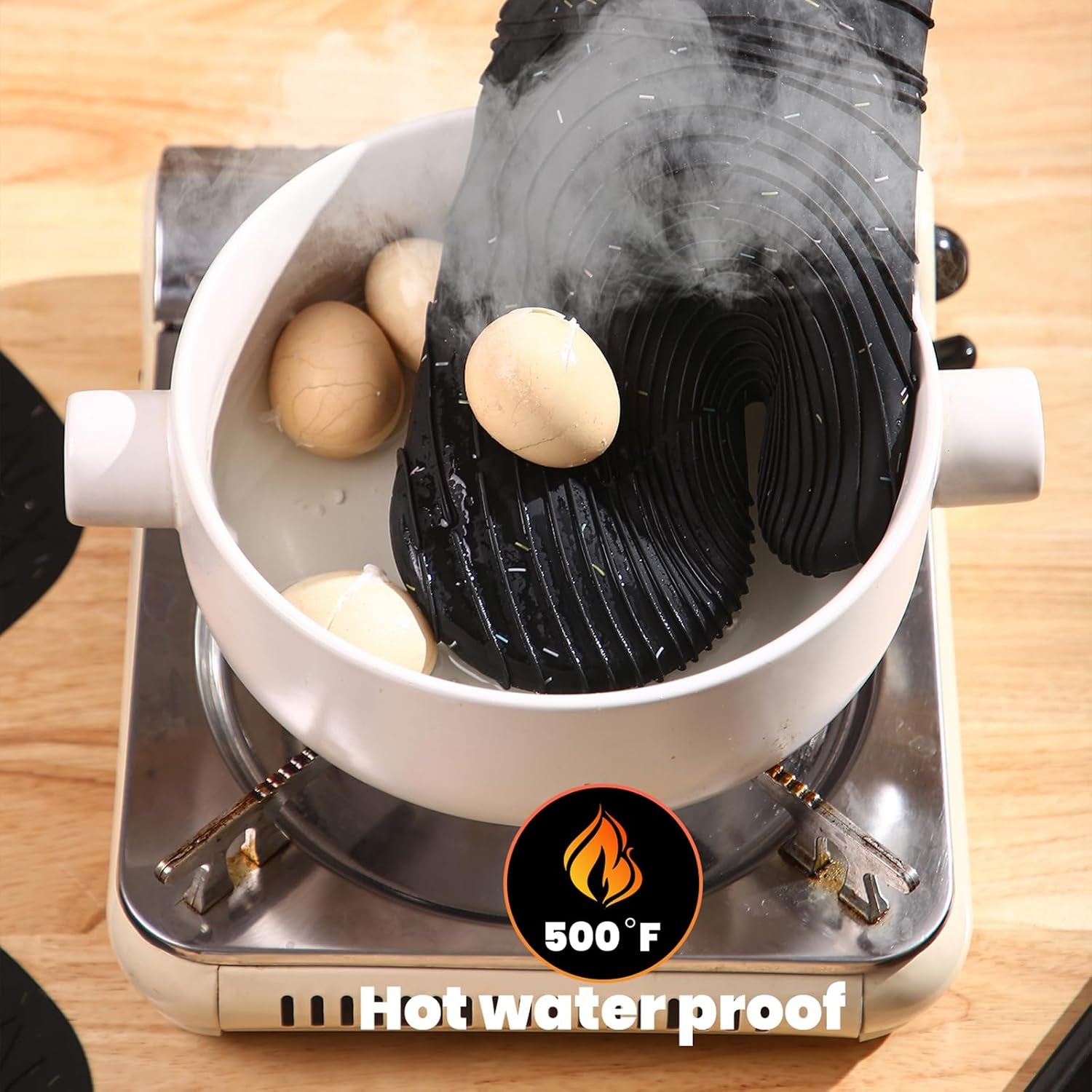4 Pieces Oven and Pot Holders Mitts of Macaron Color Thickened Non-Slip Silicone Kitchen Gloves, Heat Resistant up to 500F, Essential for Kitchen Baking(Makal-Hei)