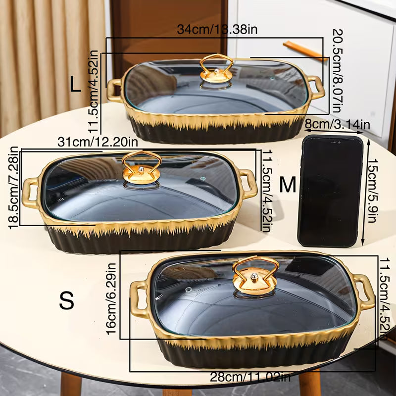 Ceramic Baking Pan and Serving Plate Set for Pizza and Bread