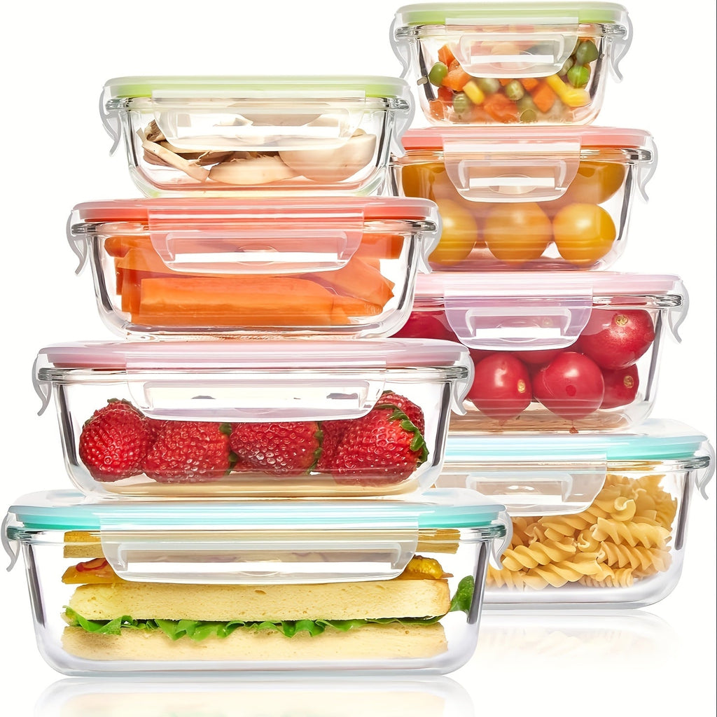 16-Piece Glass Food Storage Containers with Lids – Durable Set