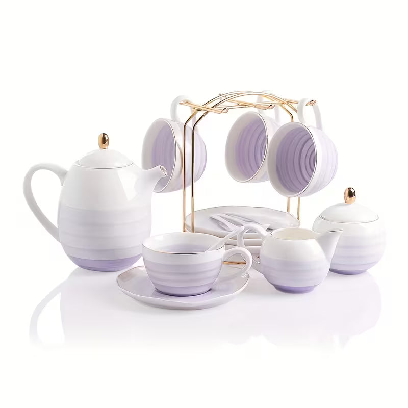 Complete Porcelain Tea and Coffee Set with Teapot and Cups