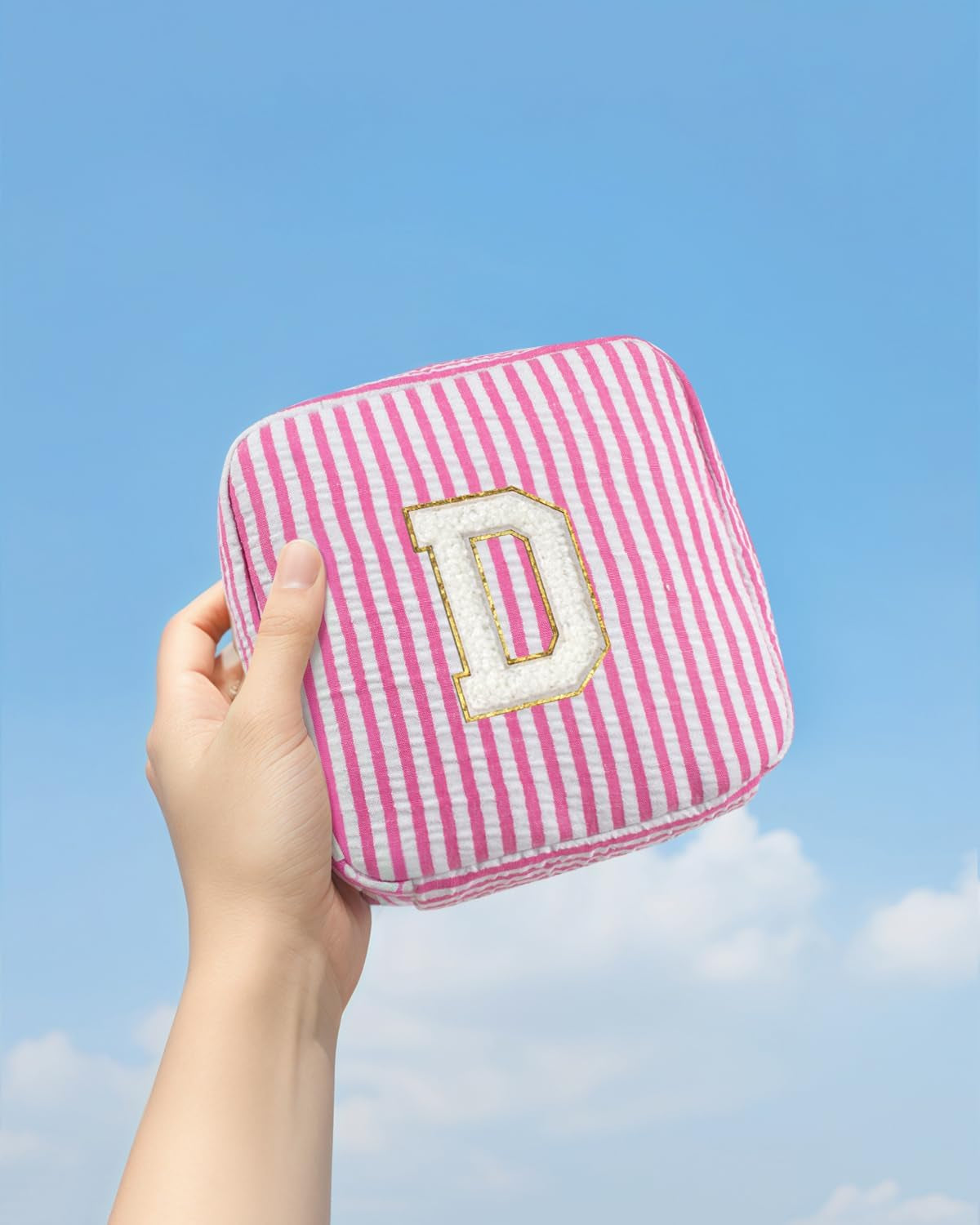 Easter Basket Gifts for Girls Teen Girl - Pink Preppy Makeup Bag Best Friend Birthday Gifts Teacher Gifts for Women Wedding Gifts Bridesmaid Gifts Daughter Teacher Wife Gifts Teen Girl Gifts