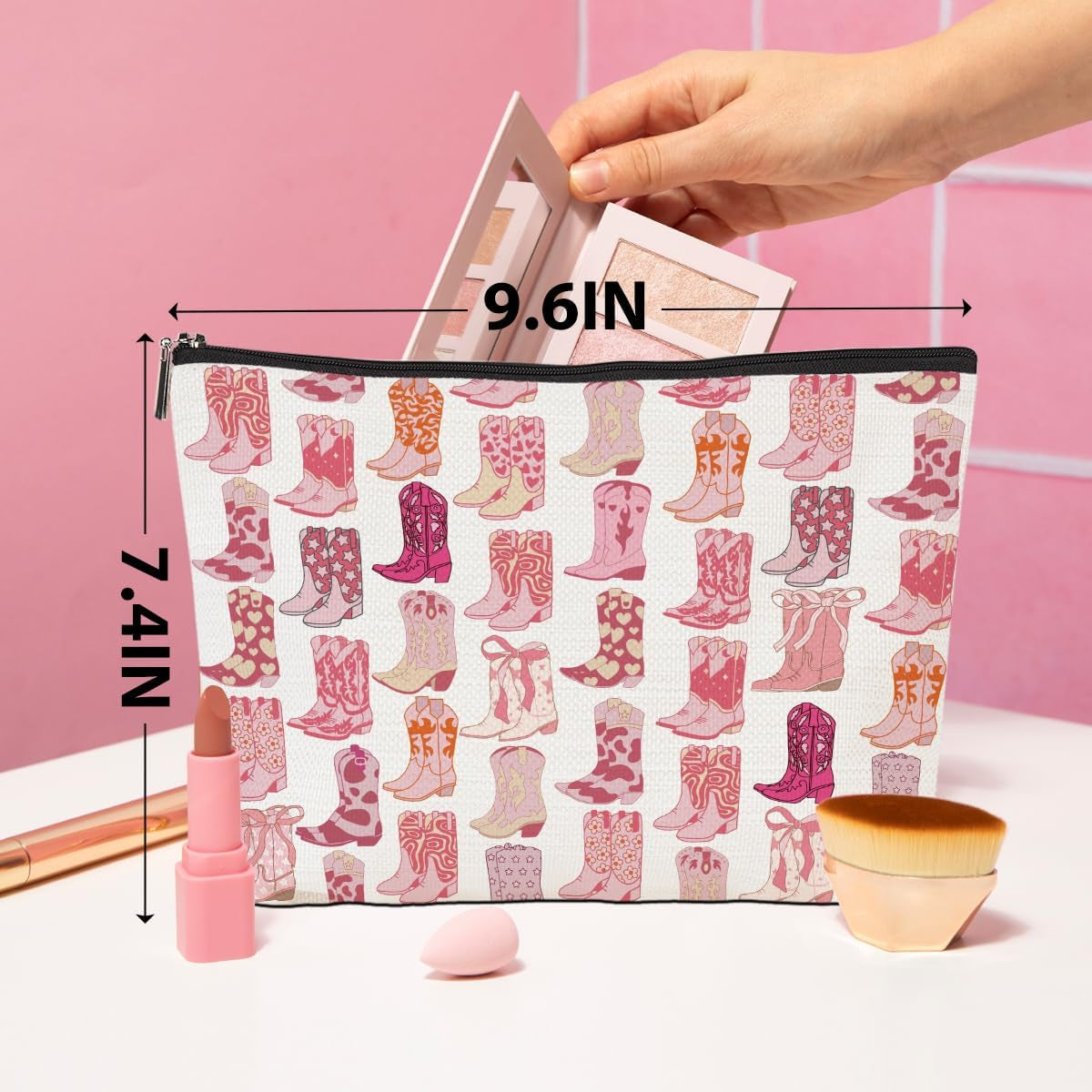 Western Makeup Bag Western Gifts for Women Western Stuff Country Girl Gifts | Cowgirl Gifts Boots Gifts Pink Cowboy Boots Gift Birthday Christmas Friend Gift Western Cosmetic Bag
