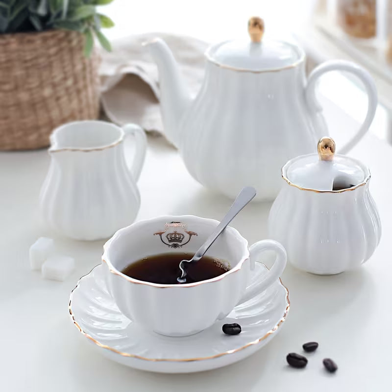 22-Piece Porcelain Tea Set with Teapot and Teaspoons
