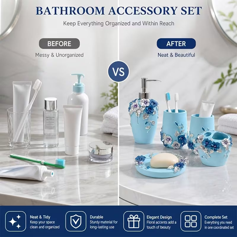 5-Piece Vintage Bathroom Accessories Set with Soap Dispenser