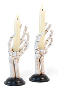 Boston International Halloween Taper Candle Holders, Set of 2, 3 x 8-Inches, Skeleton Hands