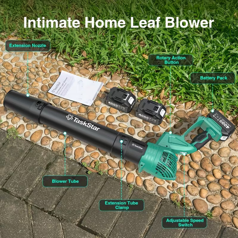 550 CFM Cordless Leaf Blower with 2 Batteries and Charger