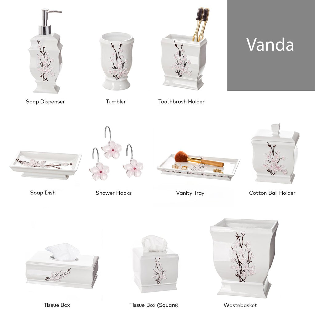 Vanda Cherry Blossom 4 Piece Resin Bathroom Accessories Set