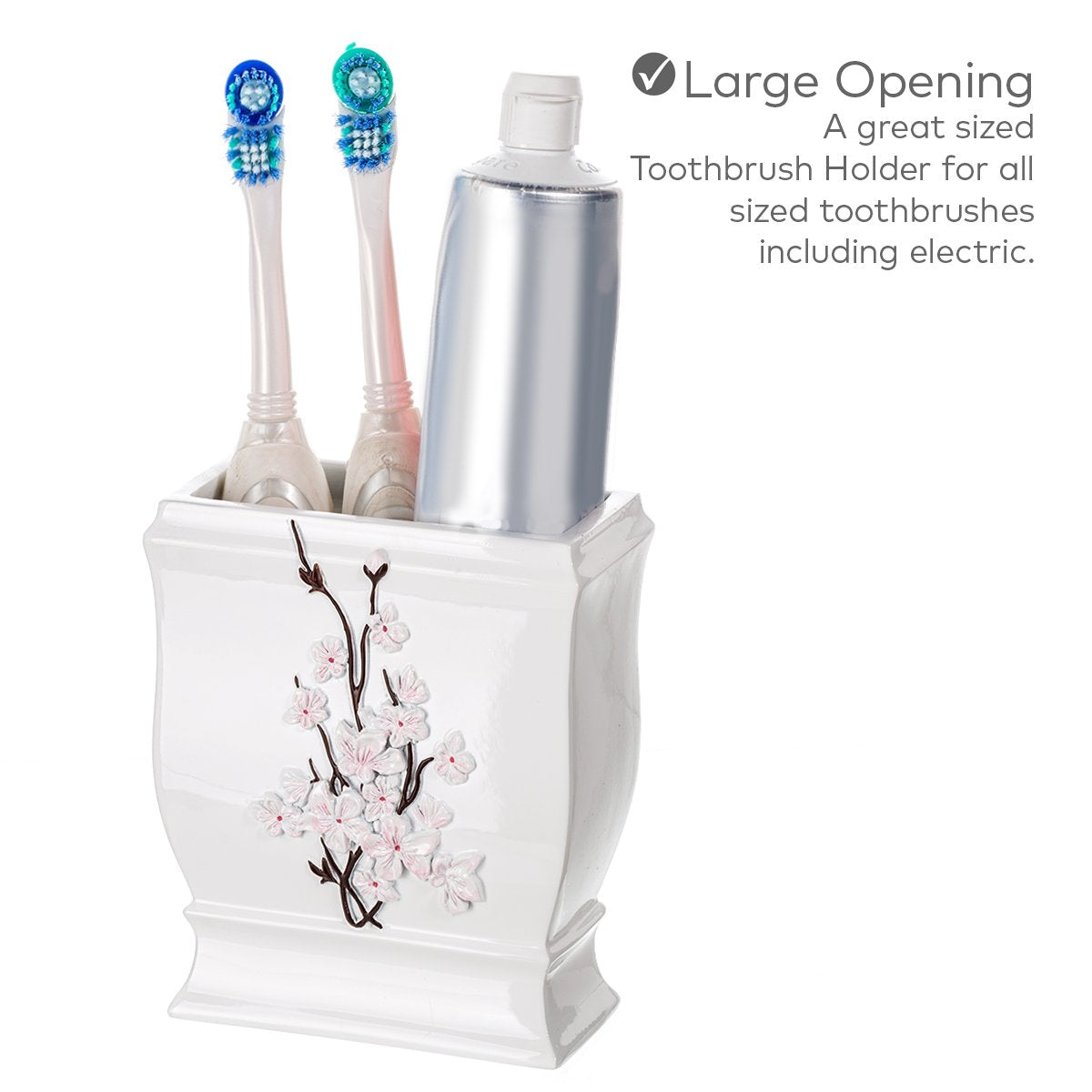 Vanda Cherry Blossom 4 Piece Resin Bathroom Accessories Set