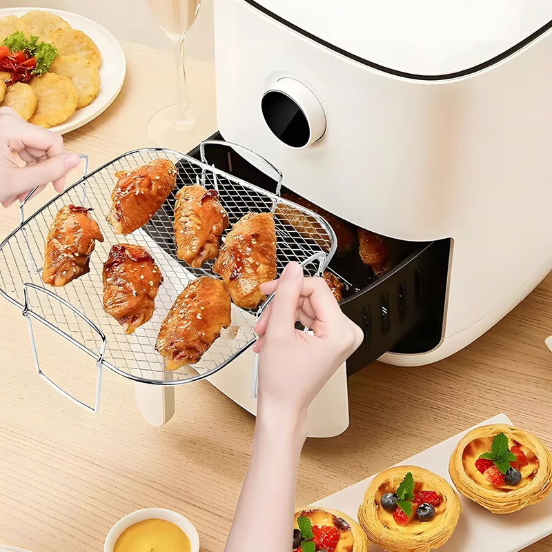 Square Air Grill Rack Basket for Cosori 5.5L 6.4L/ Proscenic 5.5L/Tefal 6.5L/Tristar 6L Phi/ Ninja Foodi Grill
