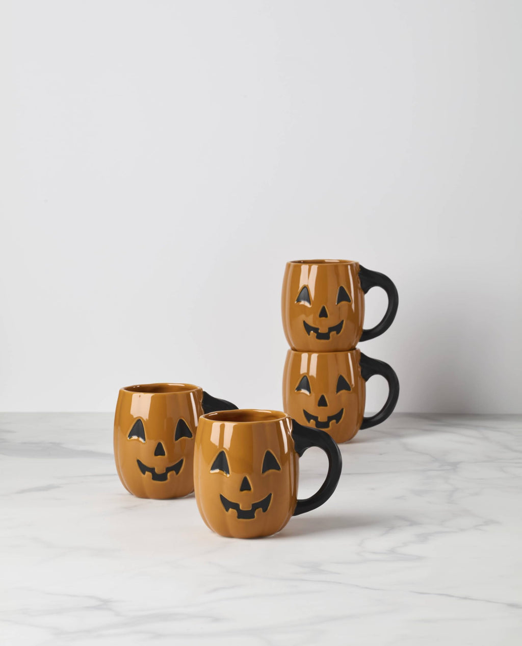 Lenox Halloween Figural Pumpkin Porcelain Mug Set for 4, 20oz