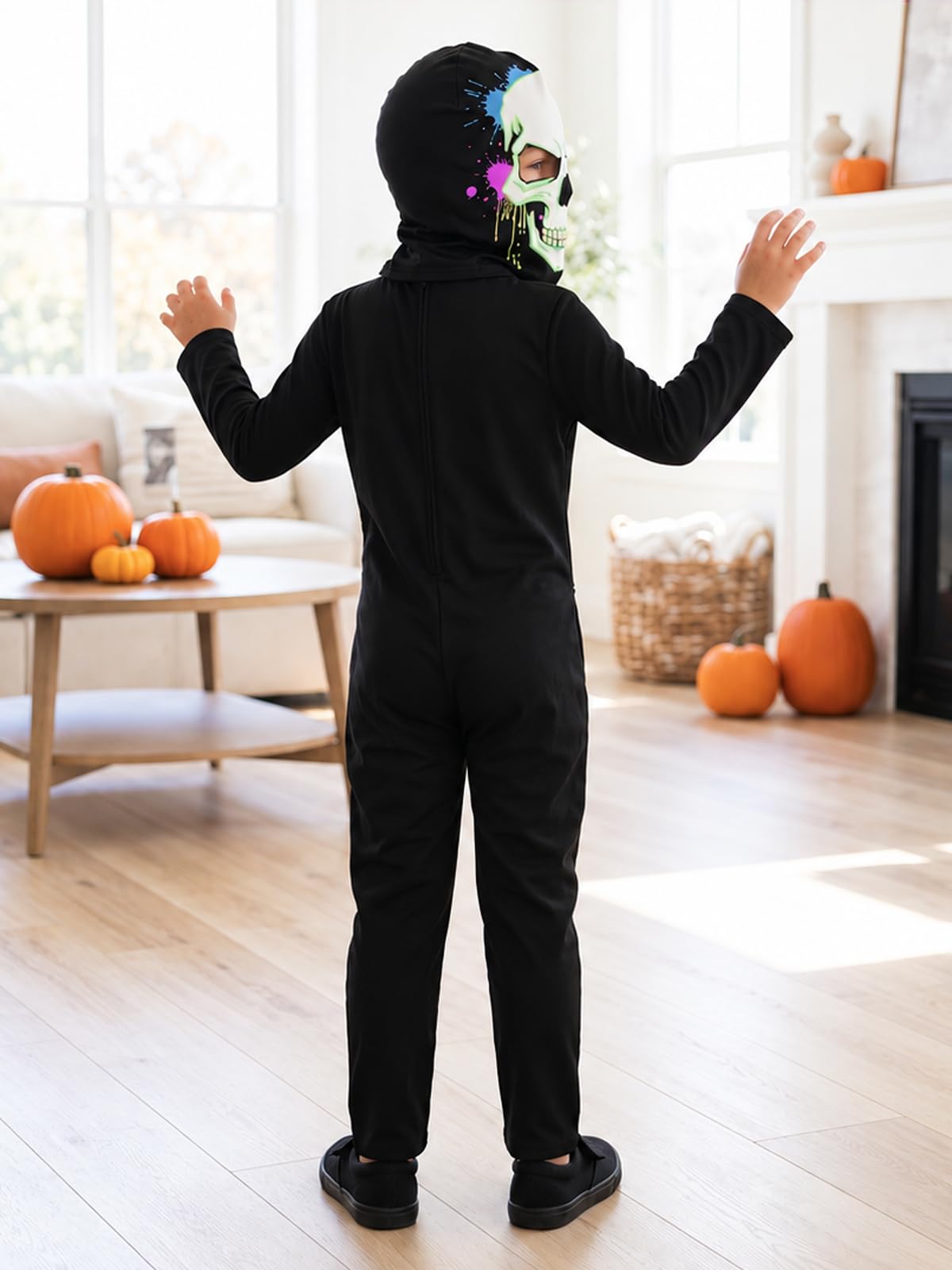 Luckrizyy Kids Halloween Skeleton Costume Glow in The Dark Jumpsuit