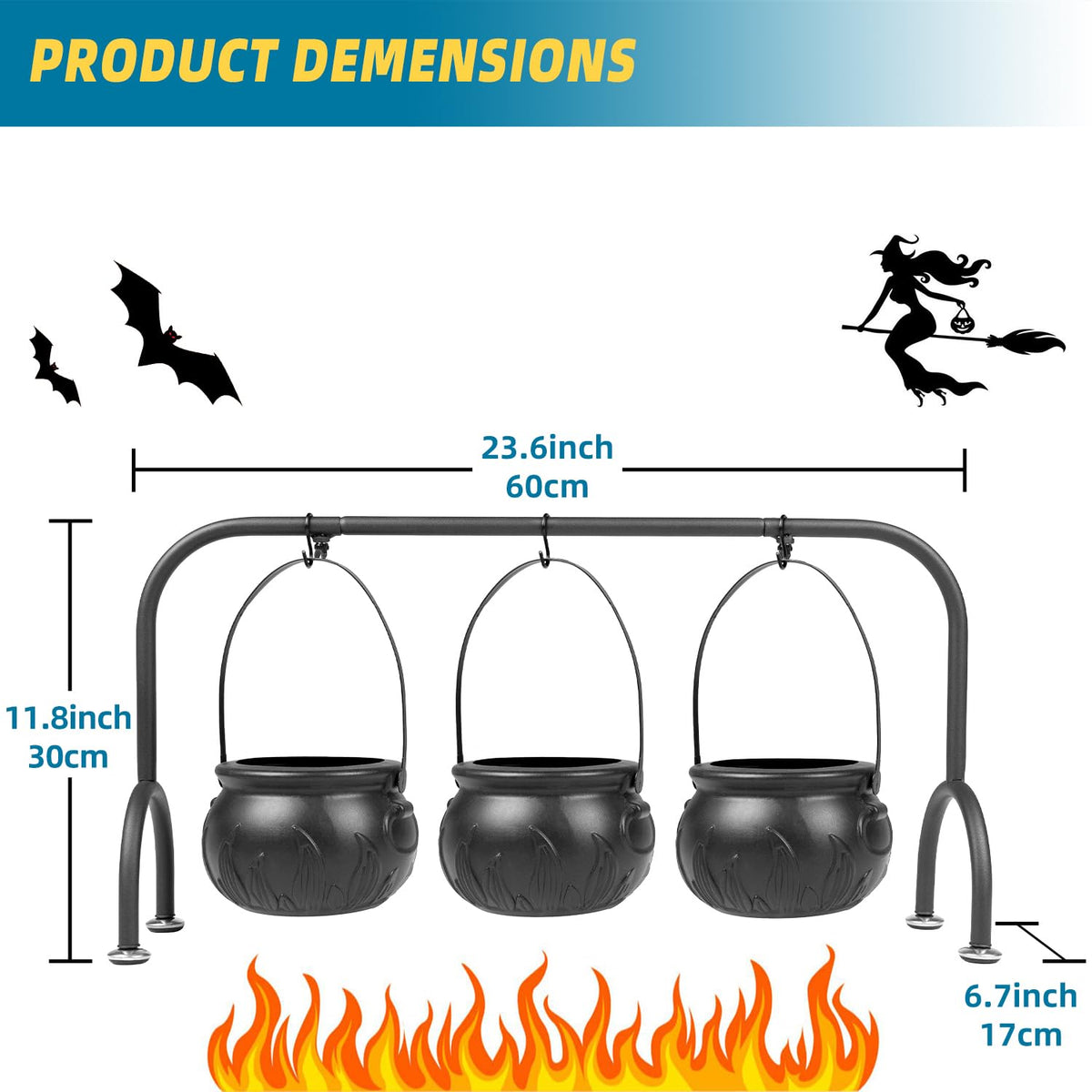 inin Halloween Party Decorations Indoor,Set of 3 Witches Cauldron Candy
