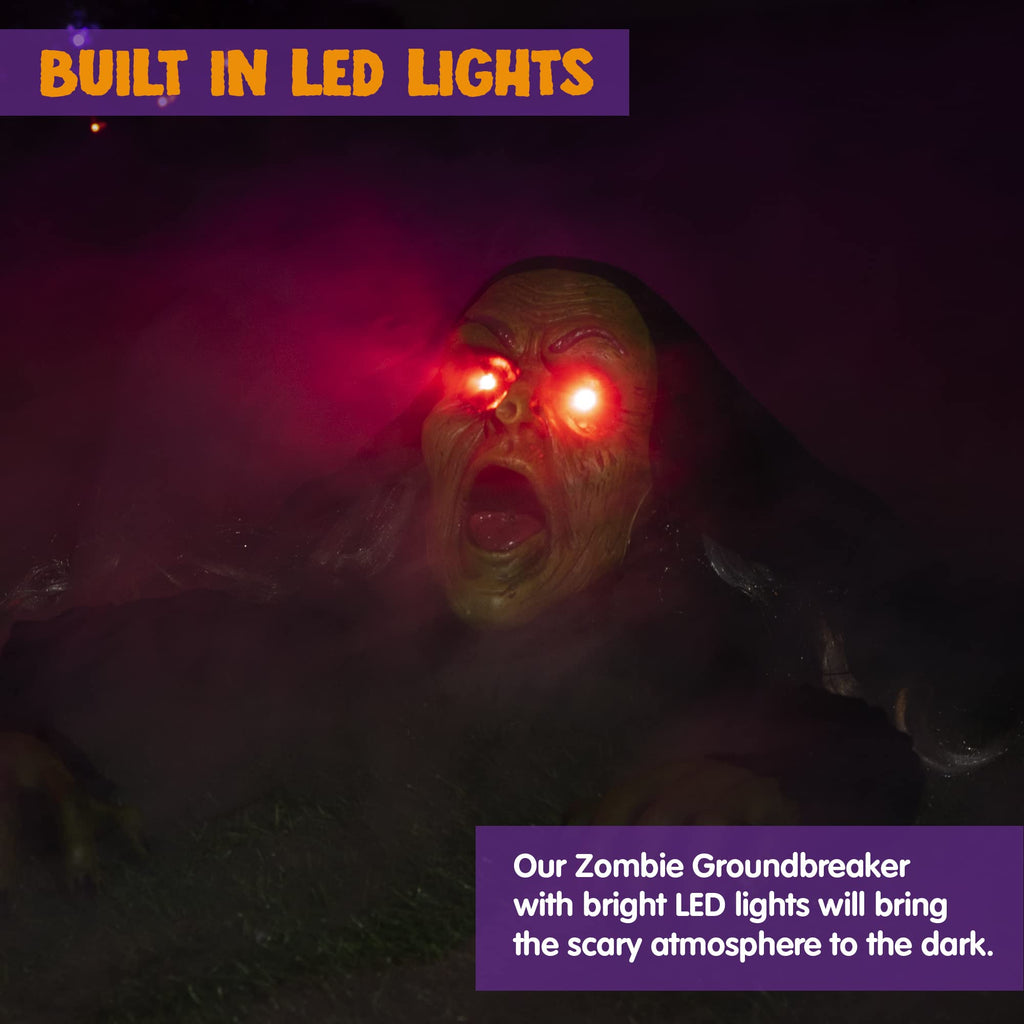 JOYIN Halloween Decoration Outdoor Zombie Groundbreaker, Halloween Outside Zombie Decor with Sound and Flashing Eyes, Scary Groundbreaker for Yard Lawn Graveyard Decorations, Haunted House Prop
