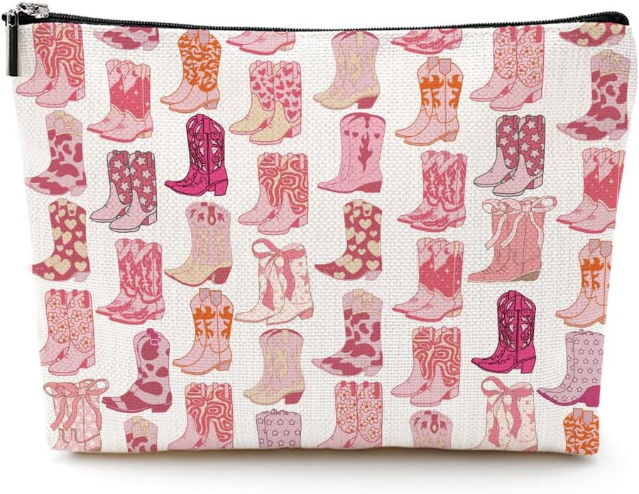 Western Makeup Bag Western Gifts for Women Western Stuff Country Girl Gifts | Cowgirl Gifts Boots Gifts Pink Cowboy Boots Gift Birthday Christmas Friend Gift Western Cosmetic Bag