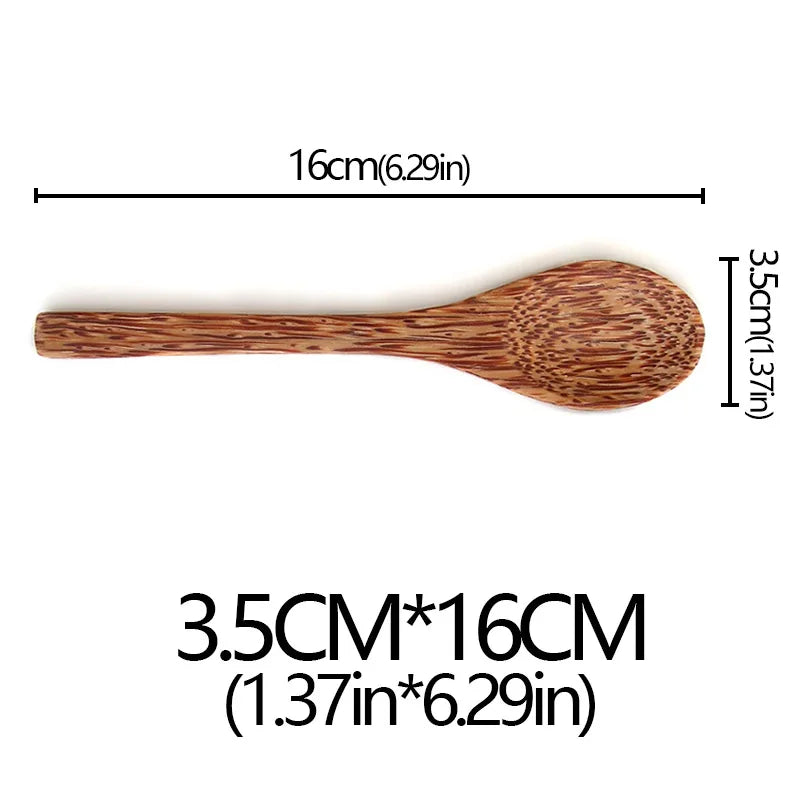 Coconut Shell Bowl Natural Old Coconut Shell Wooden Rice Bowl Spoon Fruit Product Dining Salad Storage Bowl Kitchen Tableware