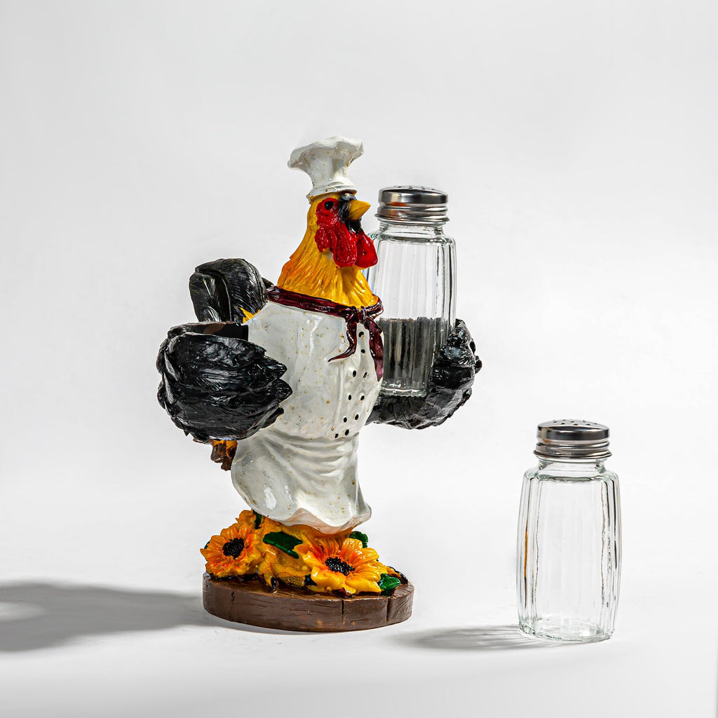 Rooster Salt and Pepper Shakers, Farmhouse Kitchen Decor with Glass Jars