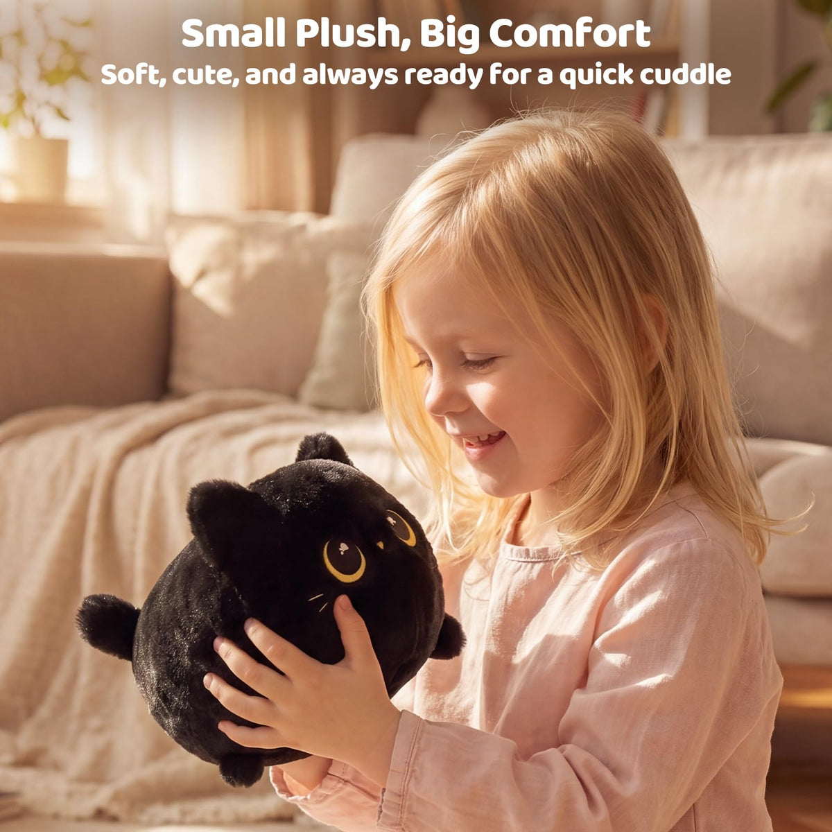 Mewaii Black Cat Plush Kawaii Plushies, Ultra-Soft Feel, 8 in