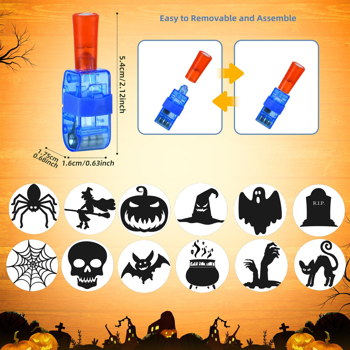 LAKULIO 36pcs Halloween LED Finger Lights, Halloween Party Favors for Kids LED Light Up Toys Classroom Rewards Gifts, Halloween Treats Goody Bag Filler