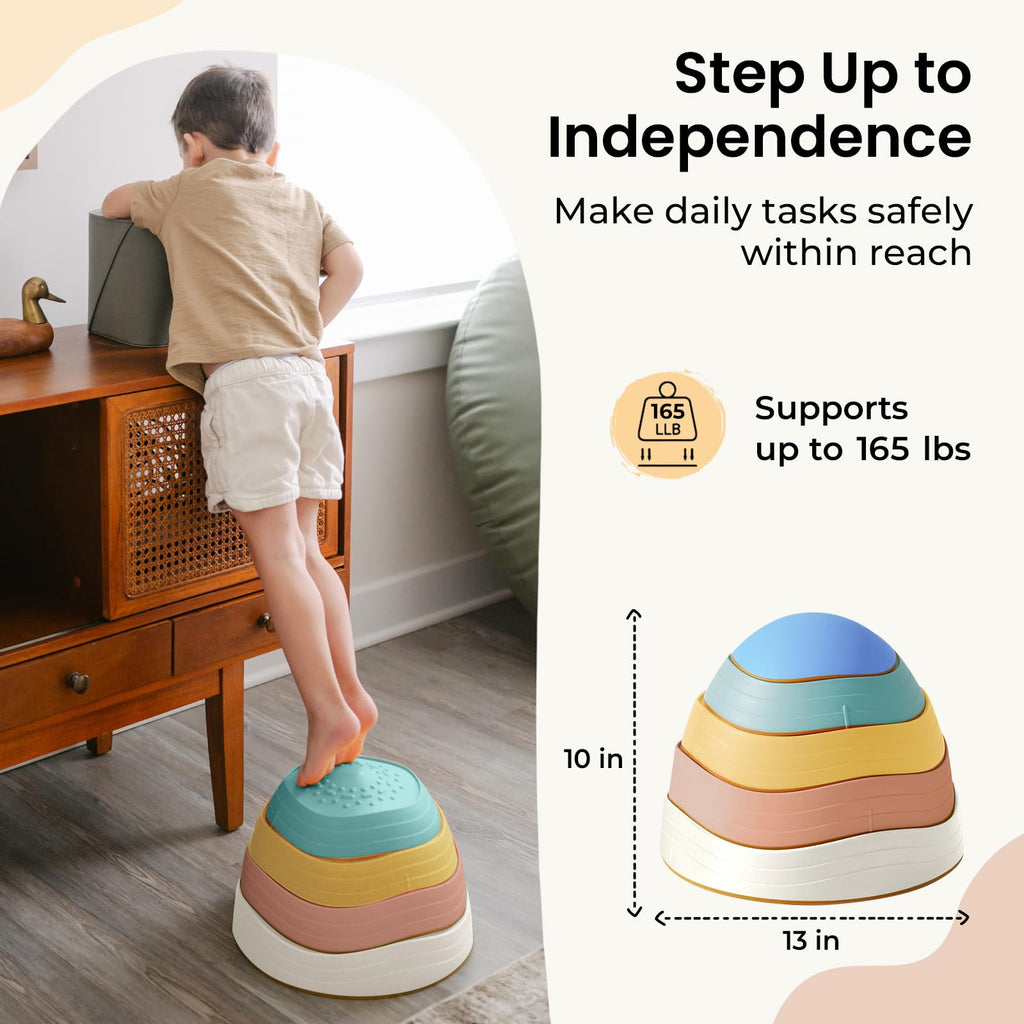 Tiny Land Stepping Stones for Kids, 5pcs Non-Slip Balance Toddler Toys