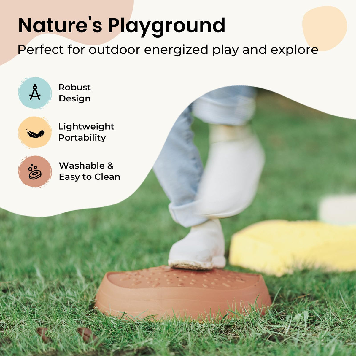 Tiny Land Stepping Stones for Kids, 5pcs Non-Slip Balance Toddler Toys