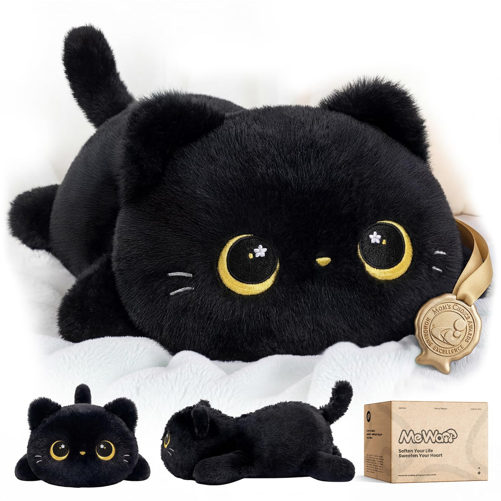 Mewaii Black Cat Plush Pillow Cute Plushies, Squishy & Huggable, 13 in