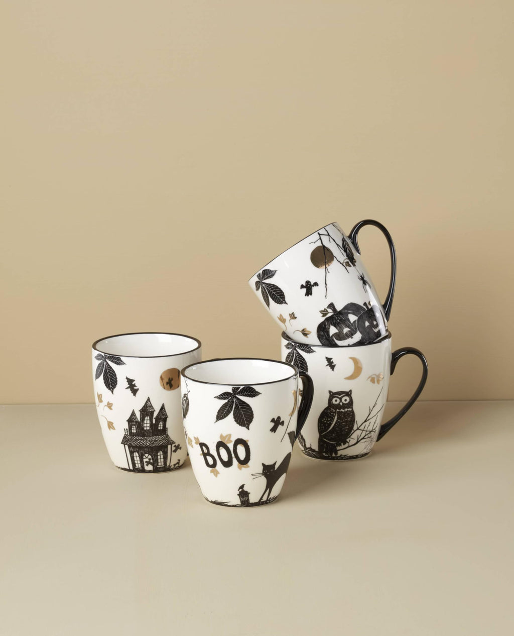 Lenox Haunted Halloween Porcelain Mug Set for 4, 12oz
