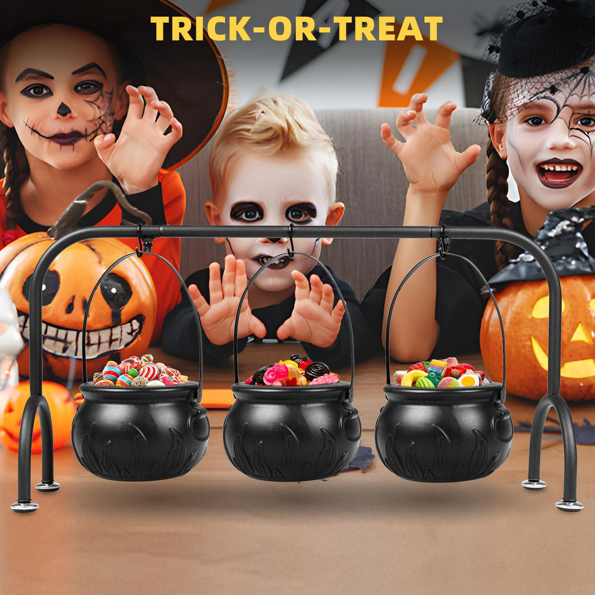 inin Halloween Party Decorations Indoor,Set of 3 Witches Cauldron Candy