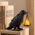Gothic Crow Lamp with Tealight Candle Holder Resin Raven Decor Statue Gothic Home Decor for Bedroom Unique Goth Gifts Black