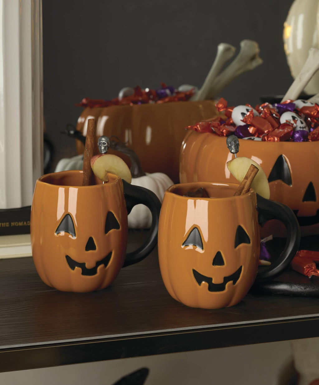 Lenox Halloween Figural Pumpkin Porcelain Mug Set for 4, 20oz