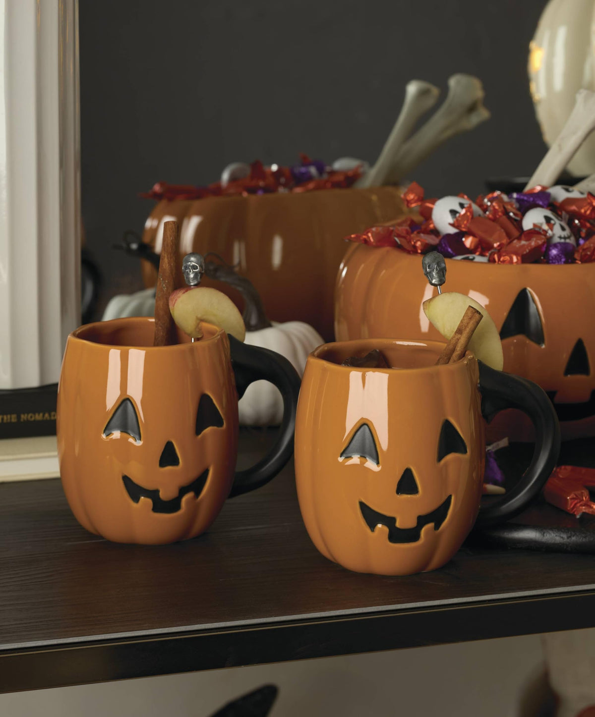 Lenox Halloween Figural Pumpkin Porcelain Mug Set for 4, 20oz