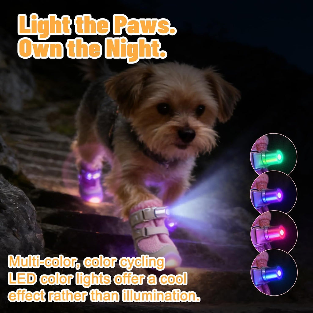 LED Light-Up Dog Boots – 4-Pack, 3 Sizes, 2 Colors