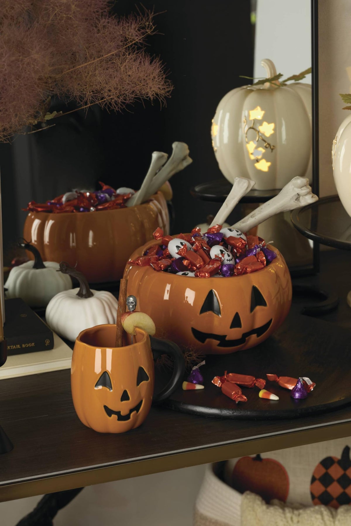 Lenox Halloween Figural Pumpkin Porcelain Mug Set for 4, 20oz