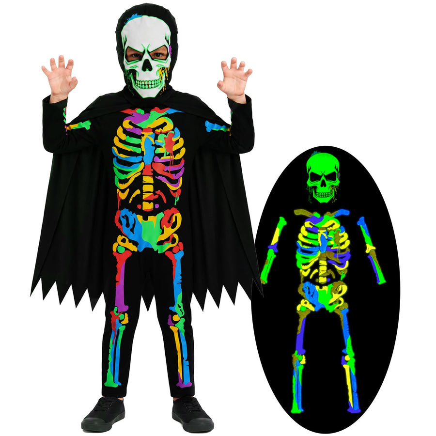 Luckrizyy Kids Halloween Skeleton Costume Glow in The Dark Jumpsuit
