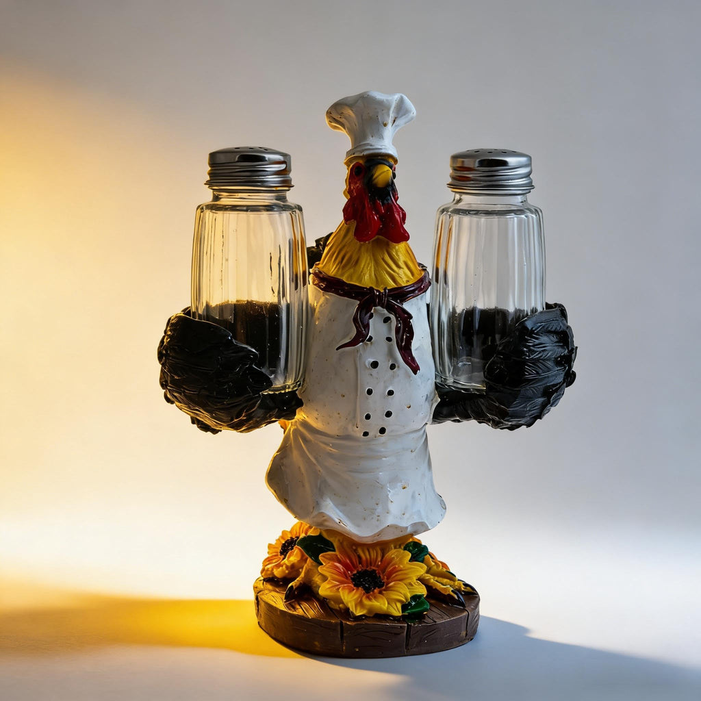 Rooster Salt and Pepper Shakers, Farmhouse Kitchen Decor with Glass Jars