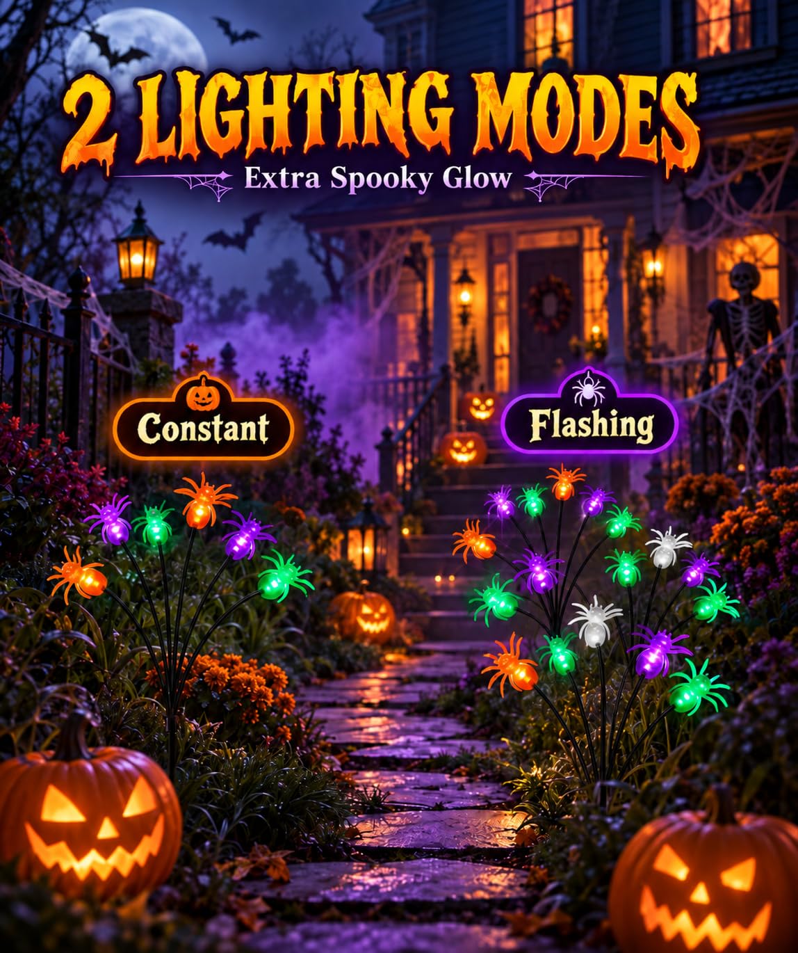 LORRYTE 6Pack 36LED Spider Solar Halloween Lights Outdoor for Garden