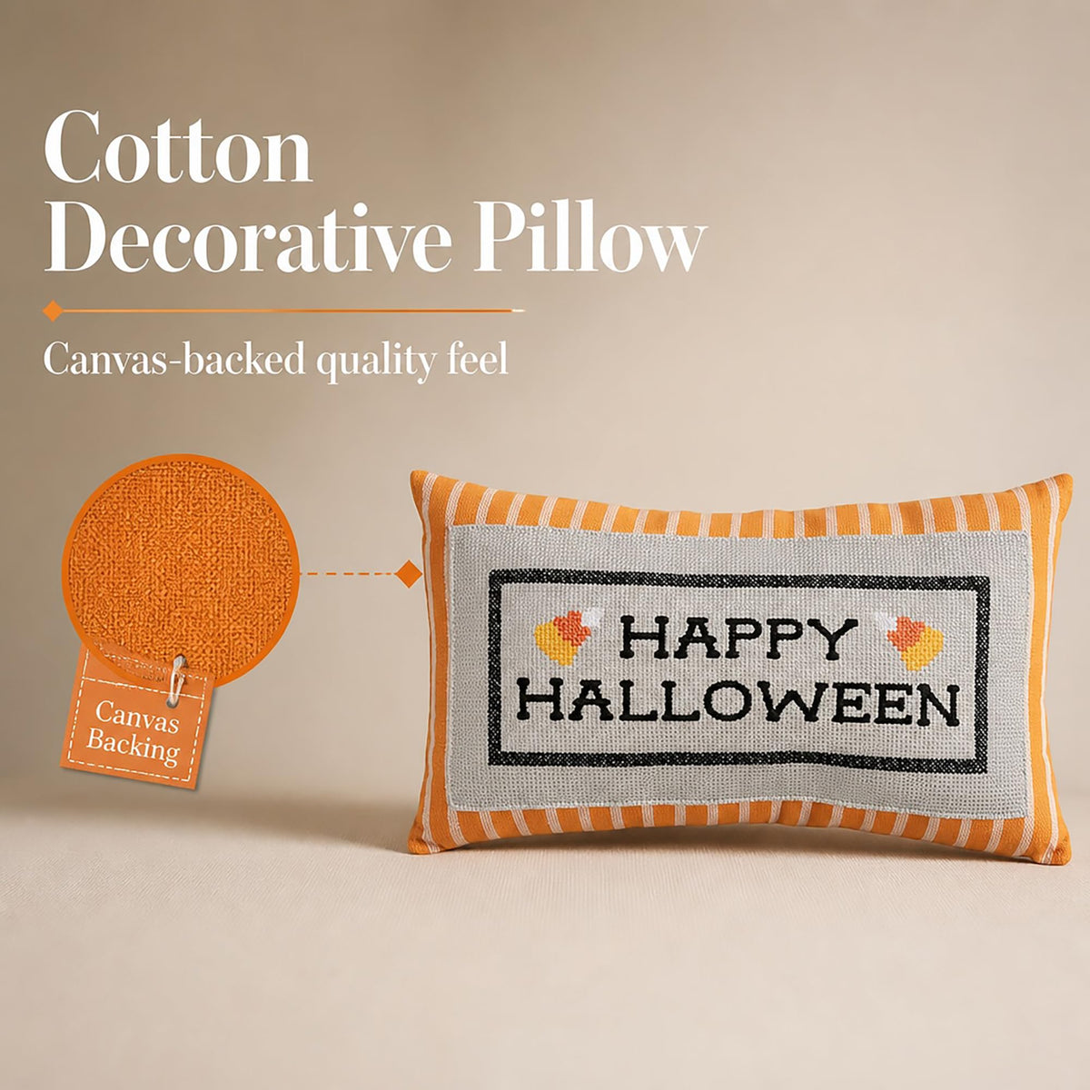 Mud Pie Halloween Pillow, Happy Halloween Embroidered Throw Pillow