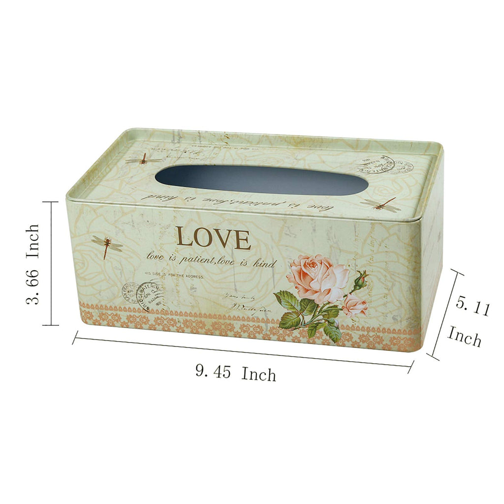 PHILPETY Decorative Metal Tissue Holder Country Rural Rectangular Tissue Box Cover - Bathroom, Kitchen, Office Room