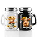 ZRMVRO 2 Salt And Pepper Shakers，Highland Cow Cute Fun Salt And Pepper Shakers Set，Cute Salt Shakers For Kitchen Decor，Black And White Salt And Pepper Shakers With Stainless Steel Lids
