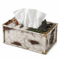 Comfy Hour 10 Inch Bear Tissue Box Cover, Rustic Birch Decor