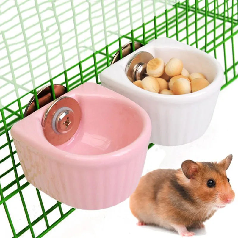 Hangable Ceramic Hamster Squirrel Food Feeder Small Pets Water Drinking Bowl Food Bowl Pets Hamster Cage Product Accessories
