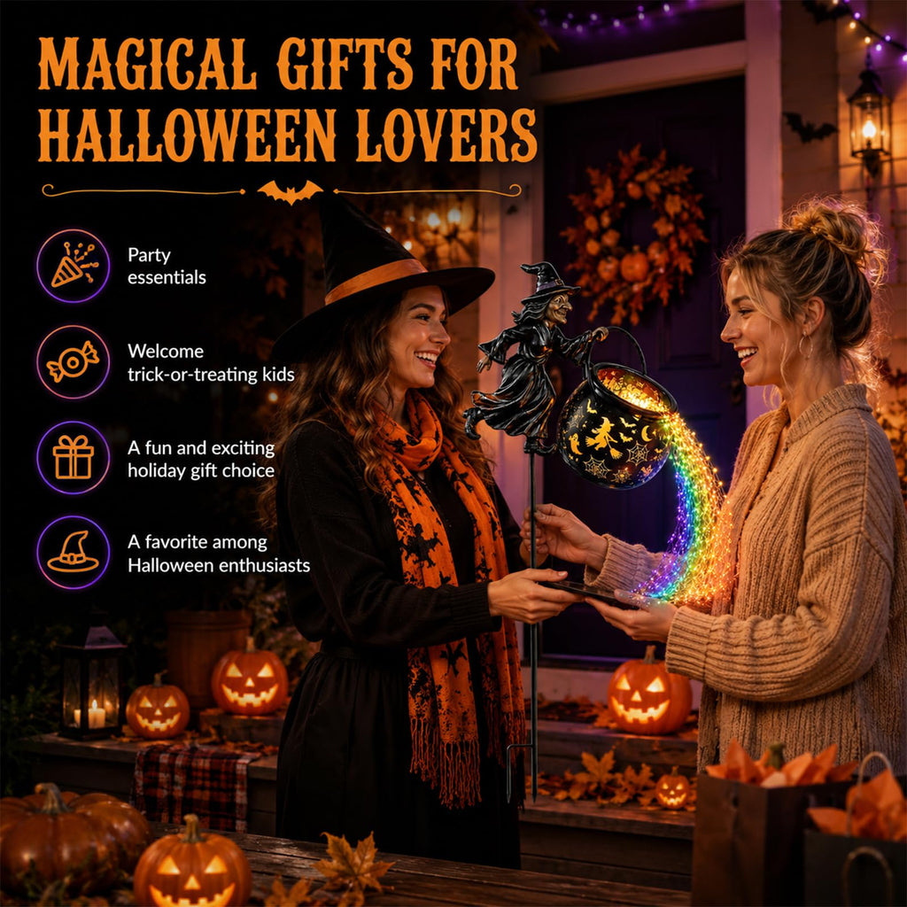 Halloween Witch Cauldron Garden Light, Halloween Decorations Outdoor