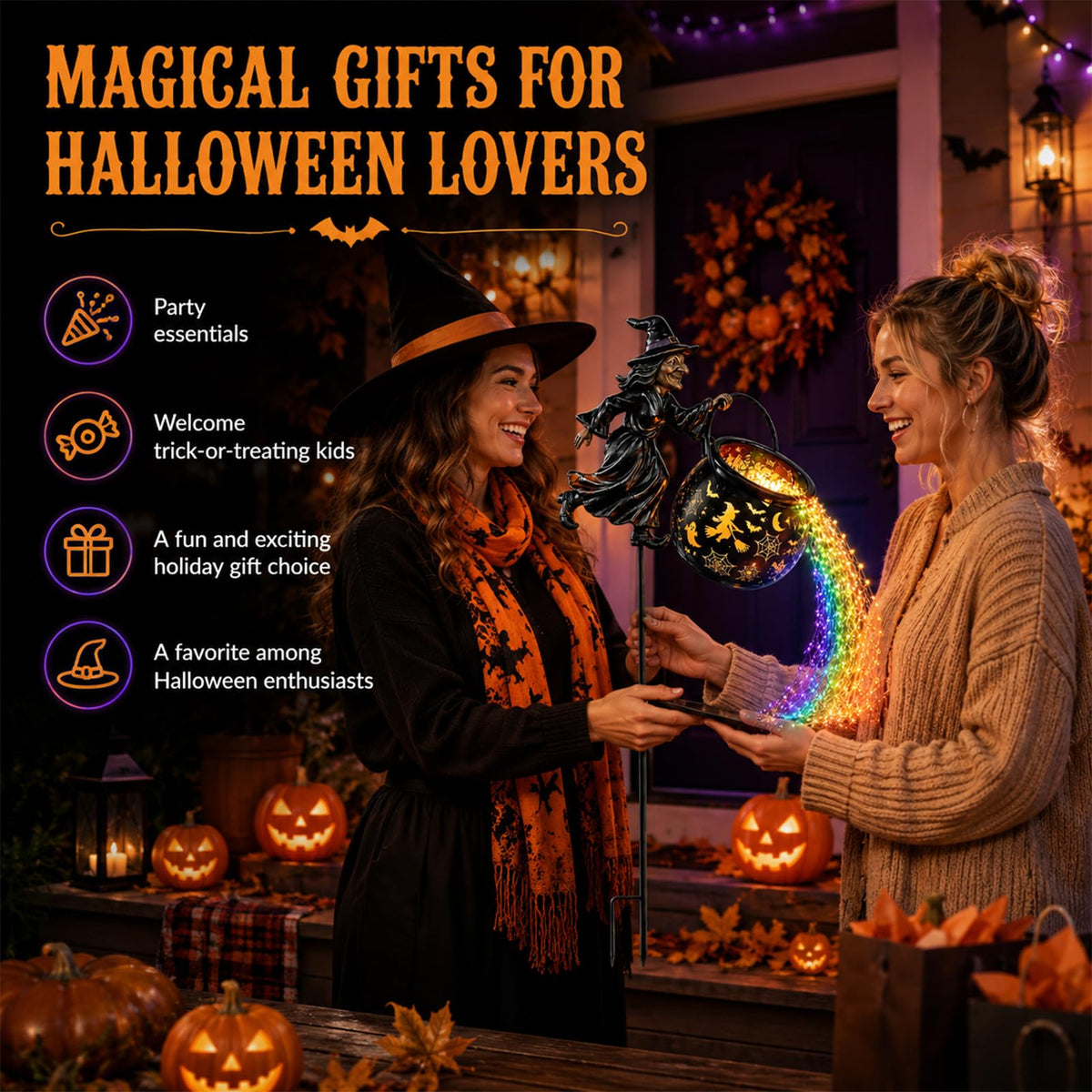 Halloween Witch Cauldron Garden Light, Halloween Decorations Outdoor