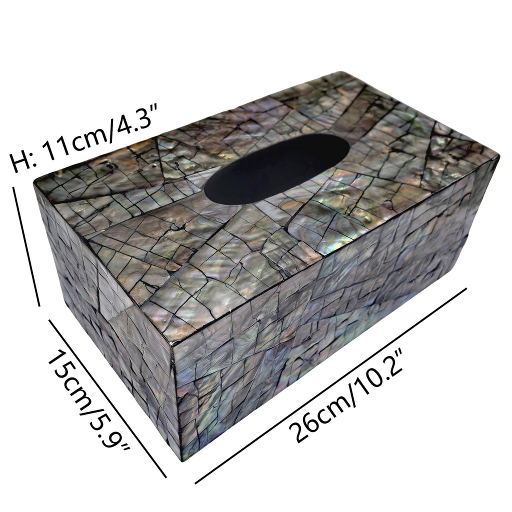 i-lan Rectangular Tissue Box Cover, 10 Inch Mother of Pearl Tissue Holder