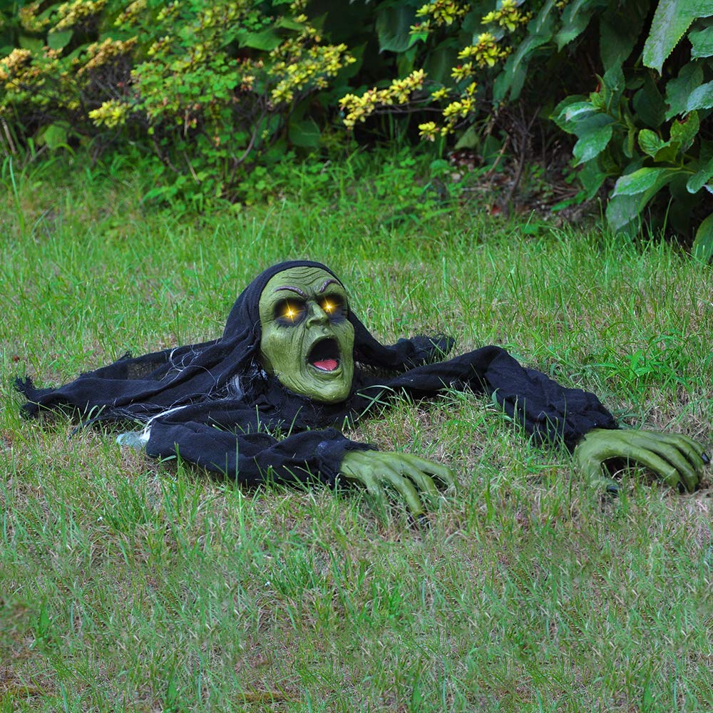 JOYIN Halloween Decoration Outdoor Zombie Groundbreaker, Halloween Outside Zombie Decor with Sound and Flashing Eyes, Scary Groundbreaker for Yard Lawn Graveyard Decorations, Haunted House Prop