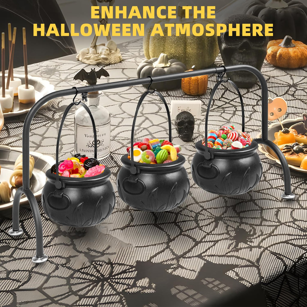 inin Halloween Party Decorations Indoor,Set of 3 Witches Cauldron Candy