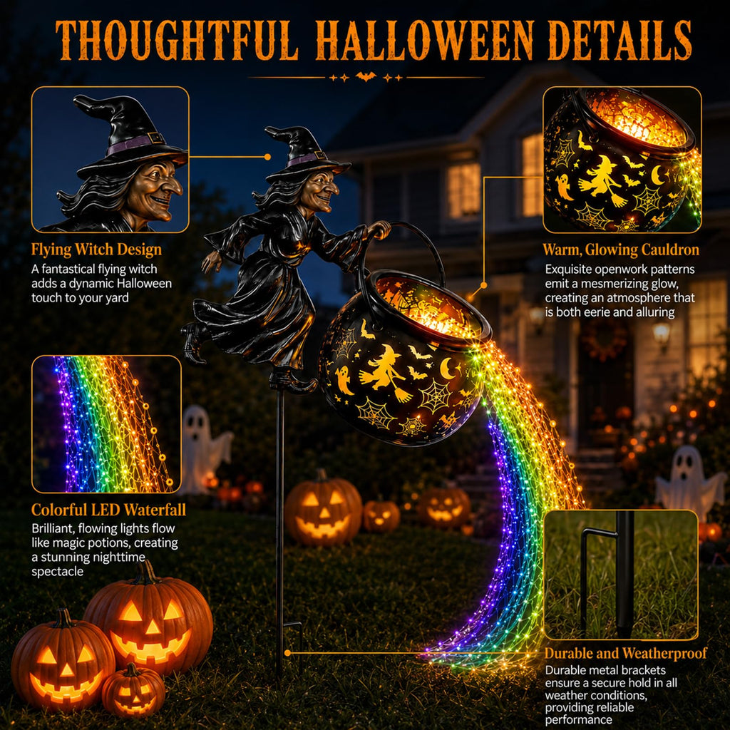 Halloween Witch Cauldron Garden Light, Halloween Decorations Outdoor