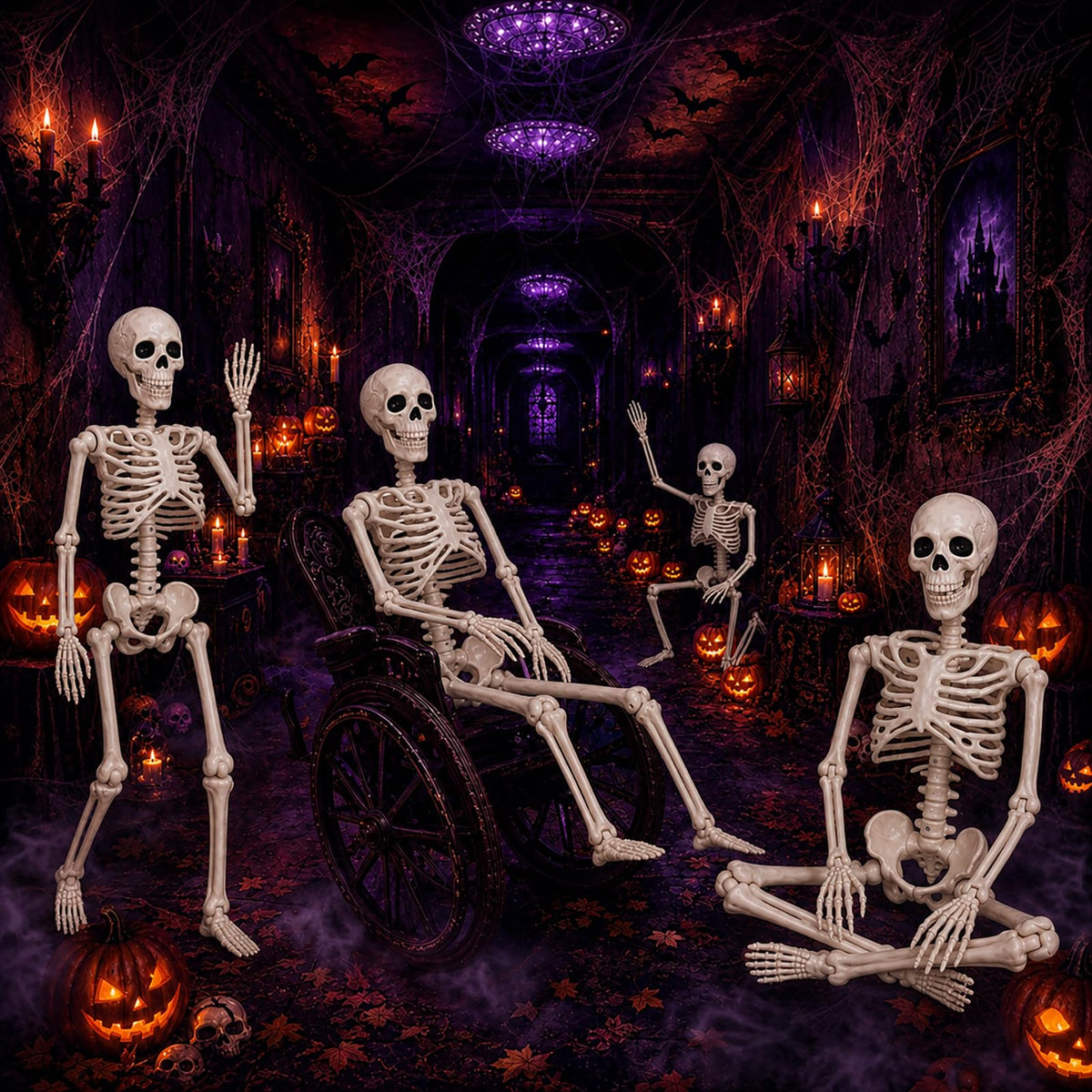 Abakuku 2 Pack 36" Halloween Skeleton Decorations,Human Bones for Halloween Party with Movable Joints,for Haunted Houses, Front Lawn, Graveyard Props