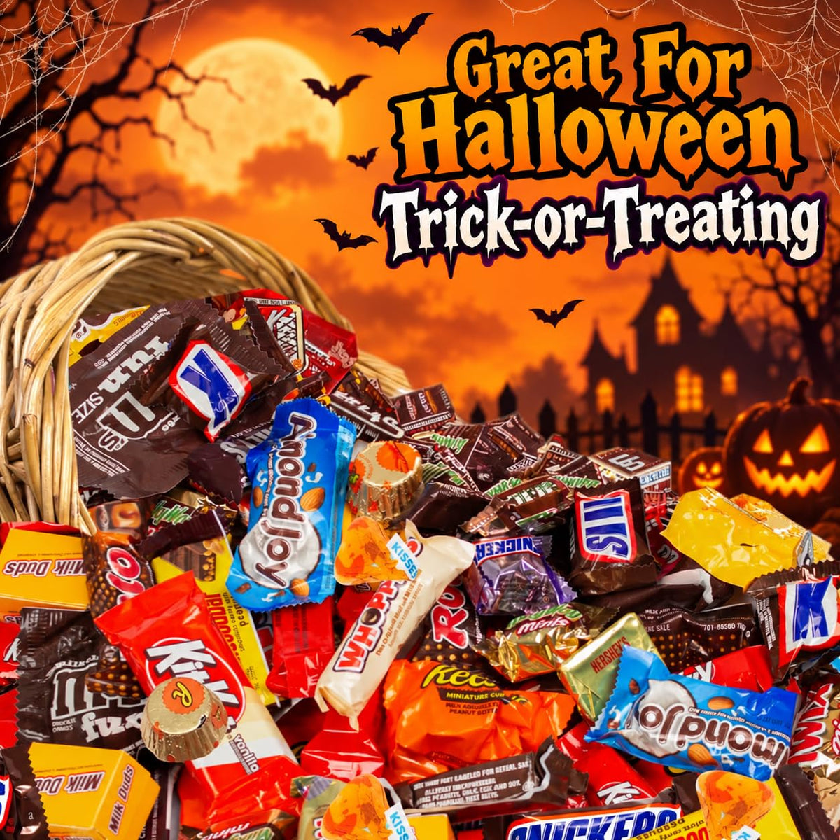 Halloween Bulk Candy Variety Pack 250 Ct, 5 lb - Fun Size Chocolate Bars